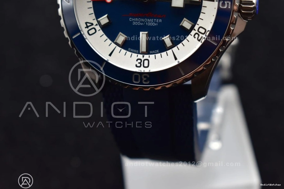 Best Edition 1:1 Dial on Contemporary 1168 A BLSF Strap Blue SS Automatic SuperOcean Blue 42 Rubber 0816